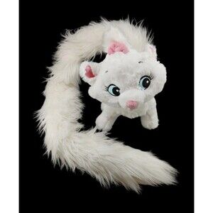 Disney Parks Marie Aristocats Plush 12" White Kitten 48" Long Fluffy Boa Tail